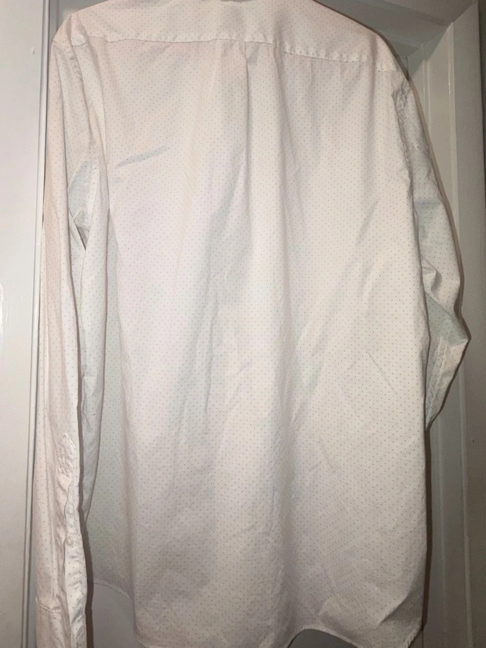 J. Crew White Long-Sleeve Button-Down with Micro Dot Pattern